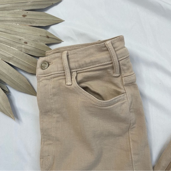 Mother The Hustler Ankle Fray Out Of Nowhere Beige Cream Tan Raw Hem Jeans Pants - Picture 6 of 12